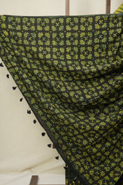 Green HBP Cotton Ajrakh Saree - SRGCAS01