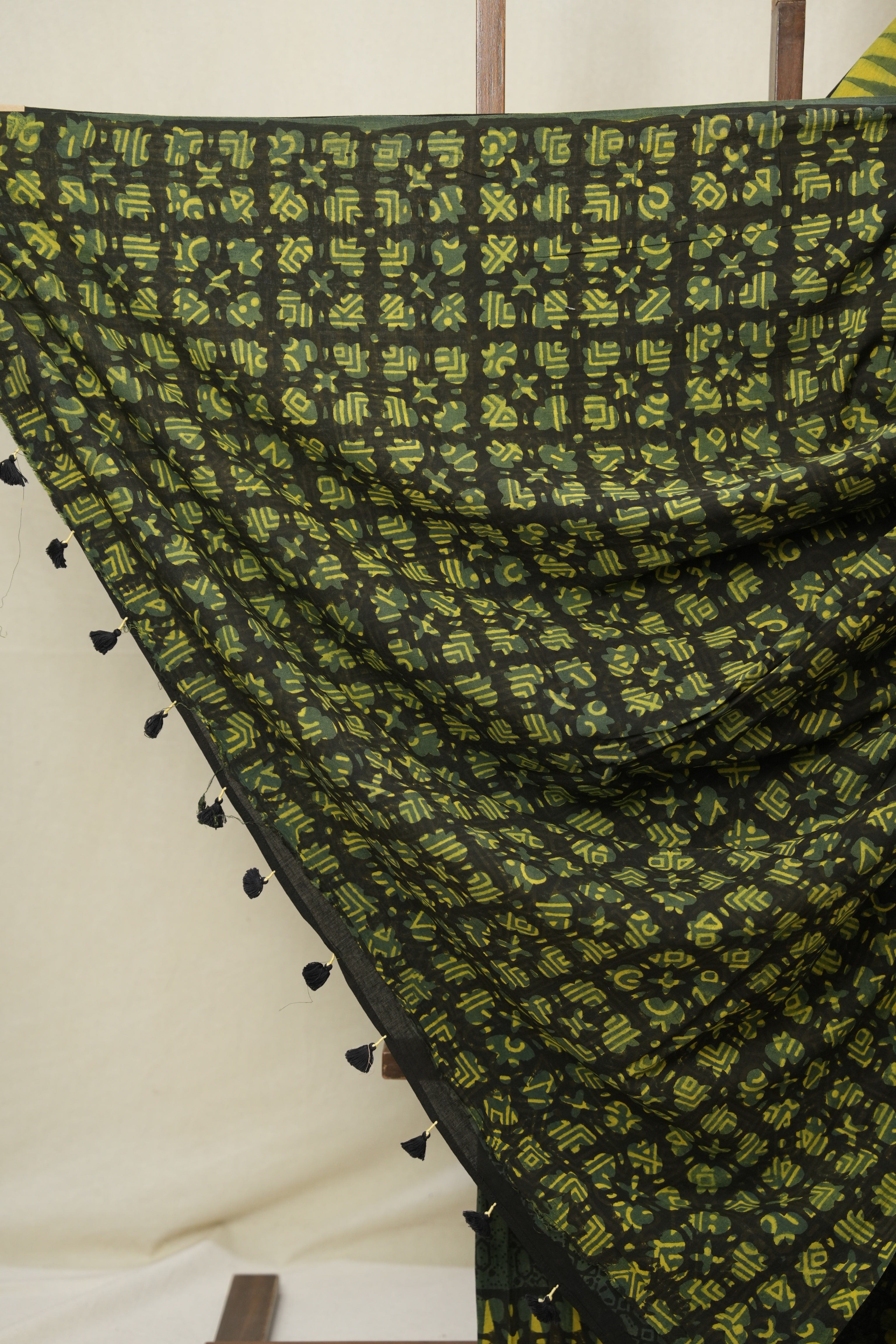 Green HBP Cotton Ajrakh Saree - SRGCAS01