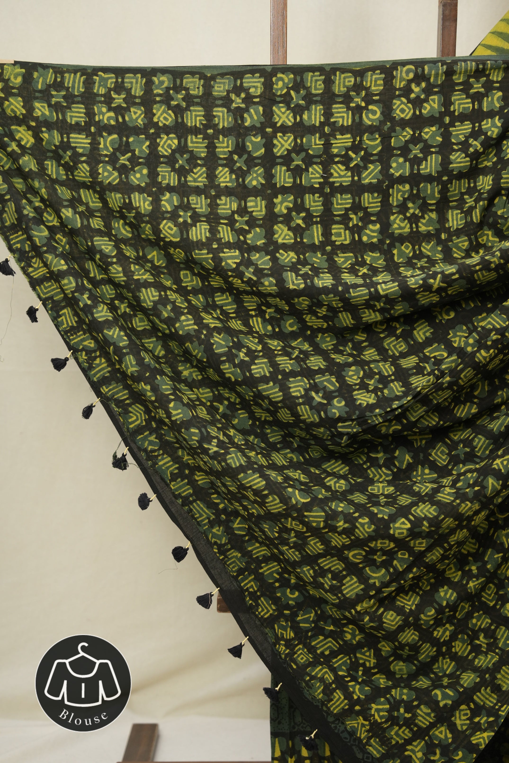 Green HBP Cotton Ajrakh Saree - SRGCAS01
