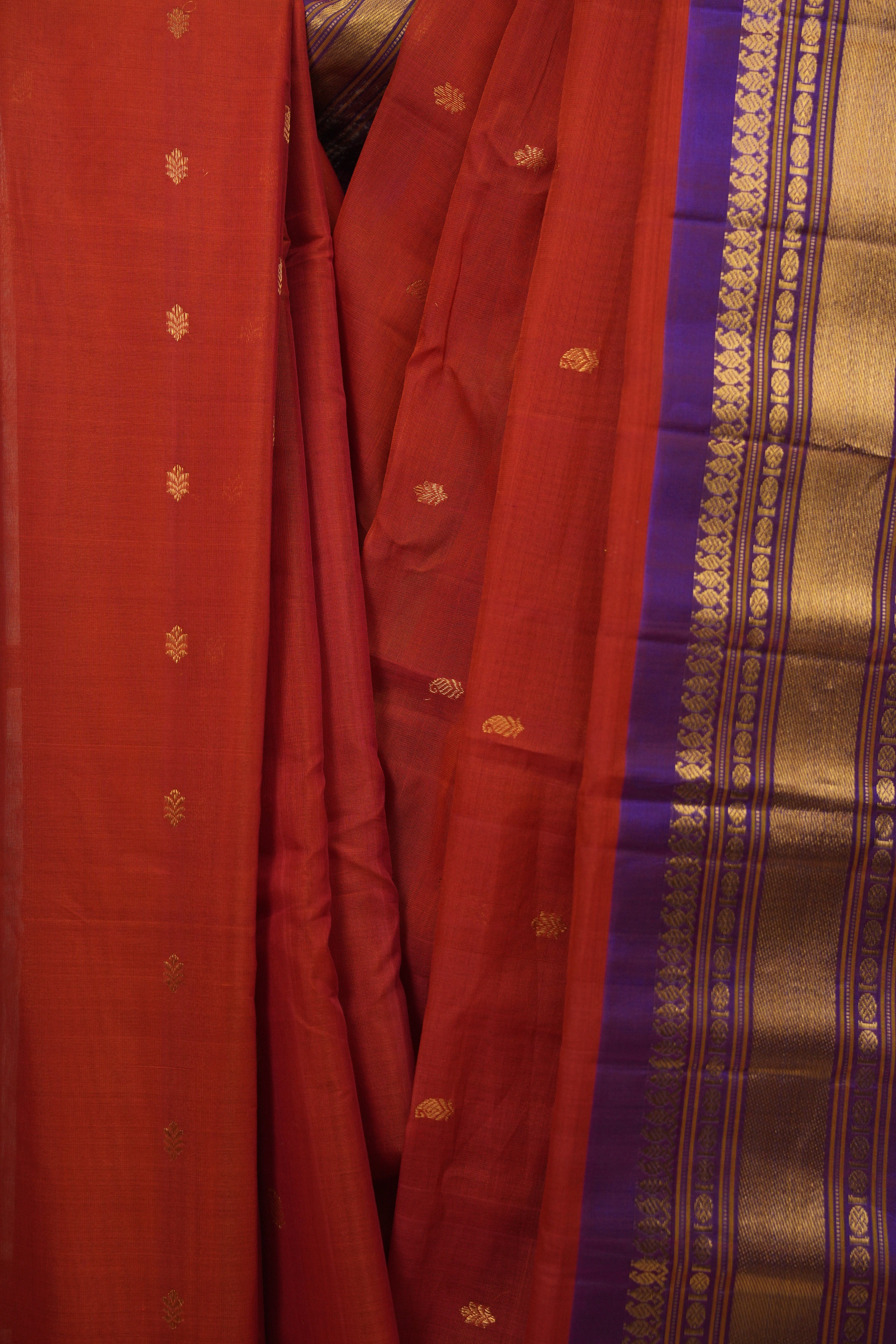 Red Gadwal Cotton Silk Saree - SRRGCSS208