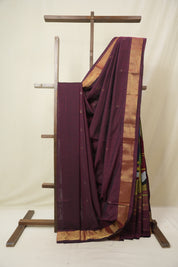 Maroon Cotton Paithani Saree - SRMCPS739