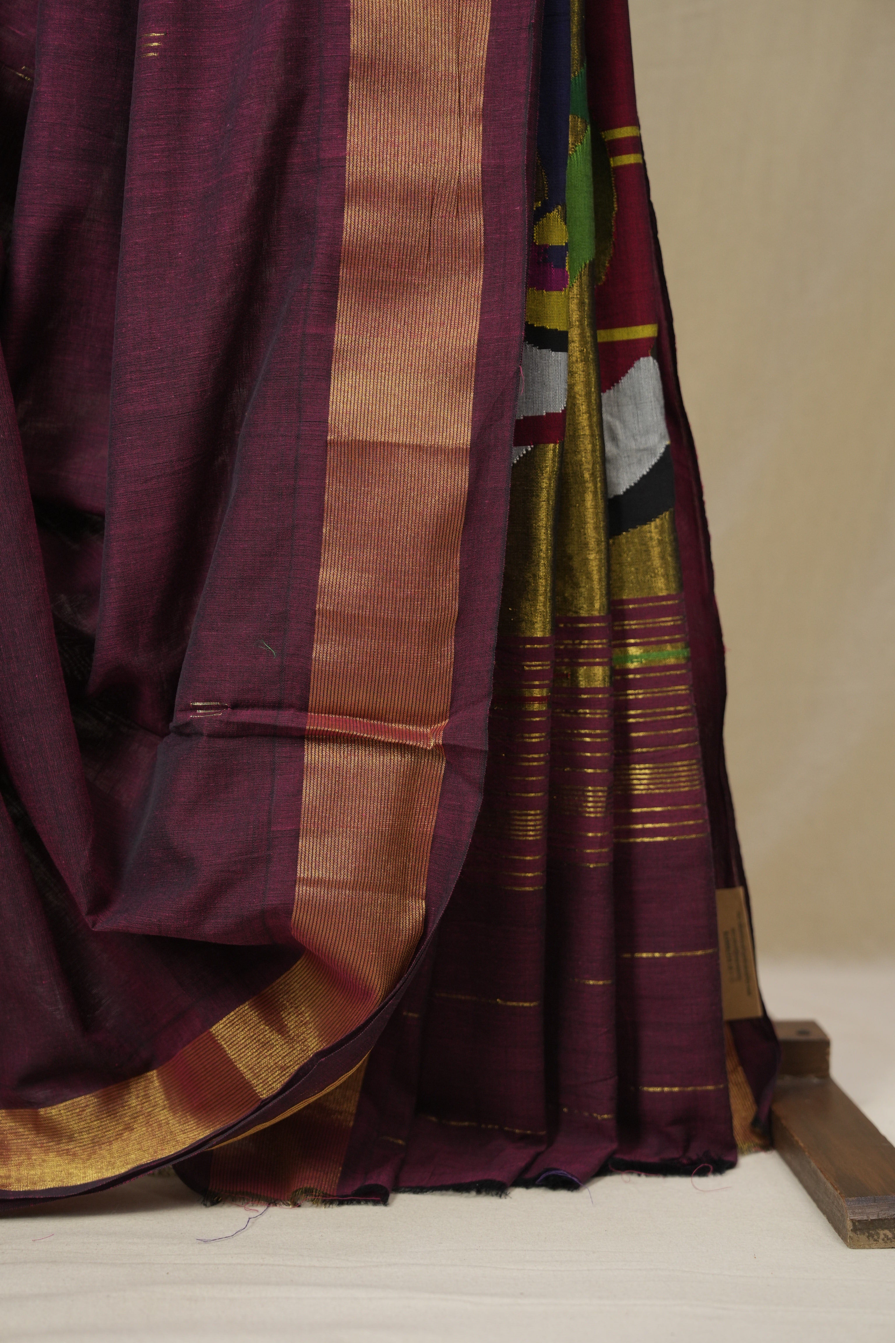 Maroon Cotton Paithani Saree - SRMCPS739