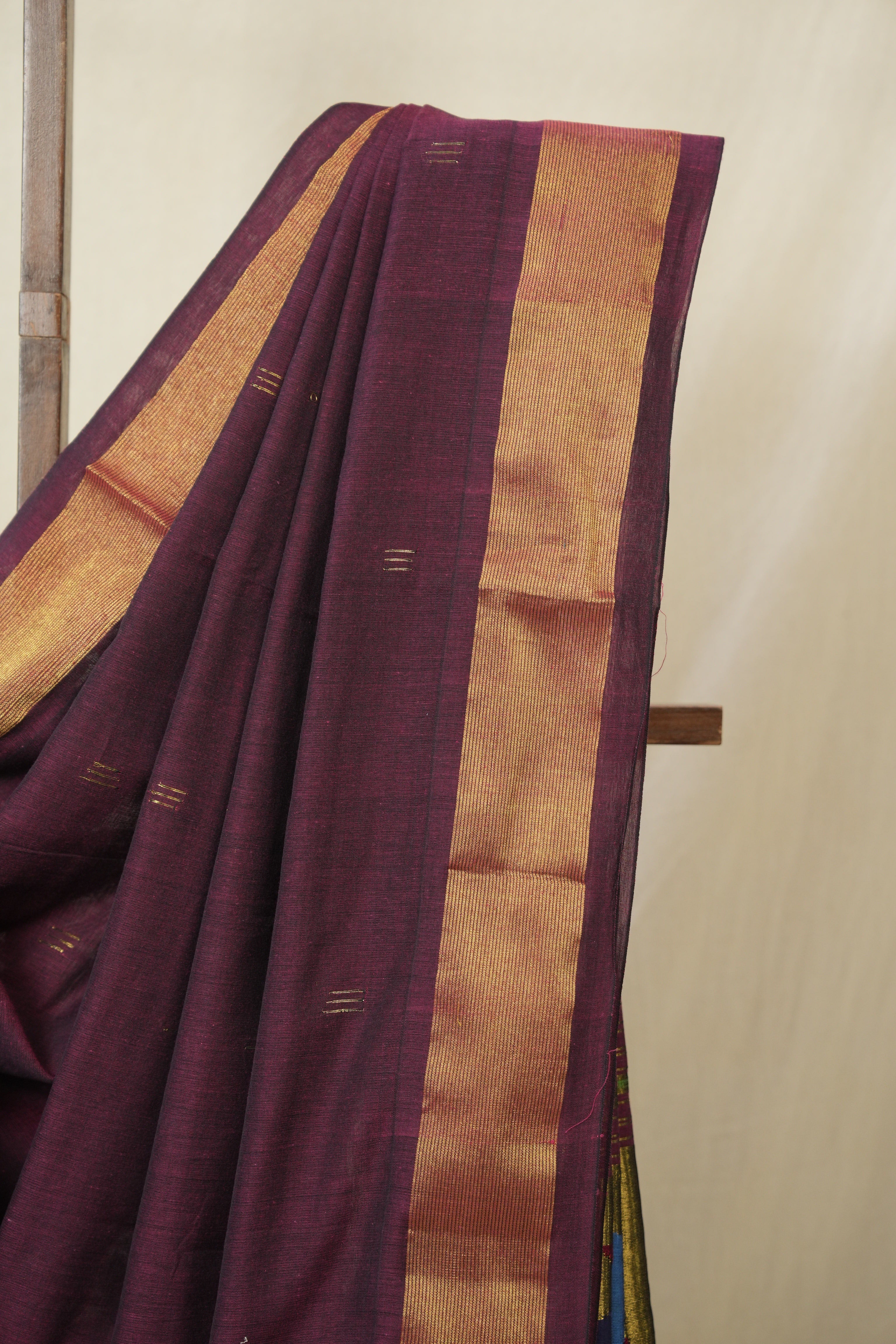 Maroon Cotton Paithani Saree - SRMCPS739