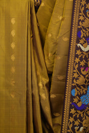 Mustard Yellow Gadwal Silk Saree - SRMYGSS665