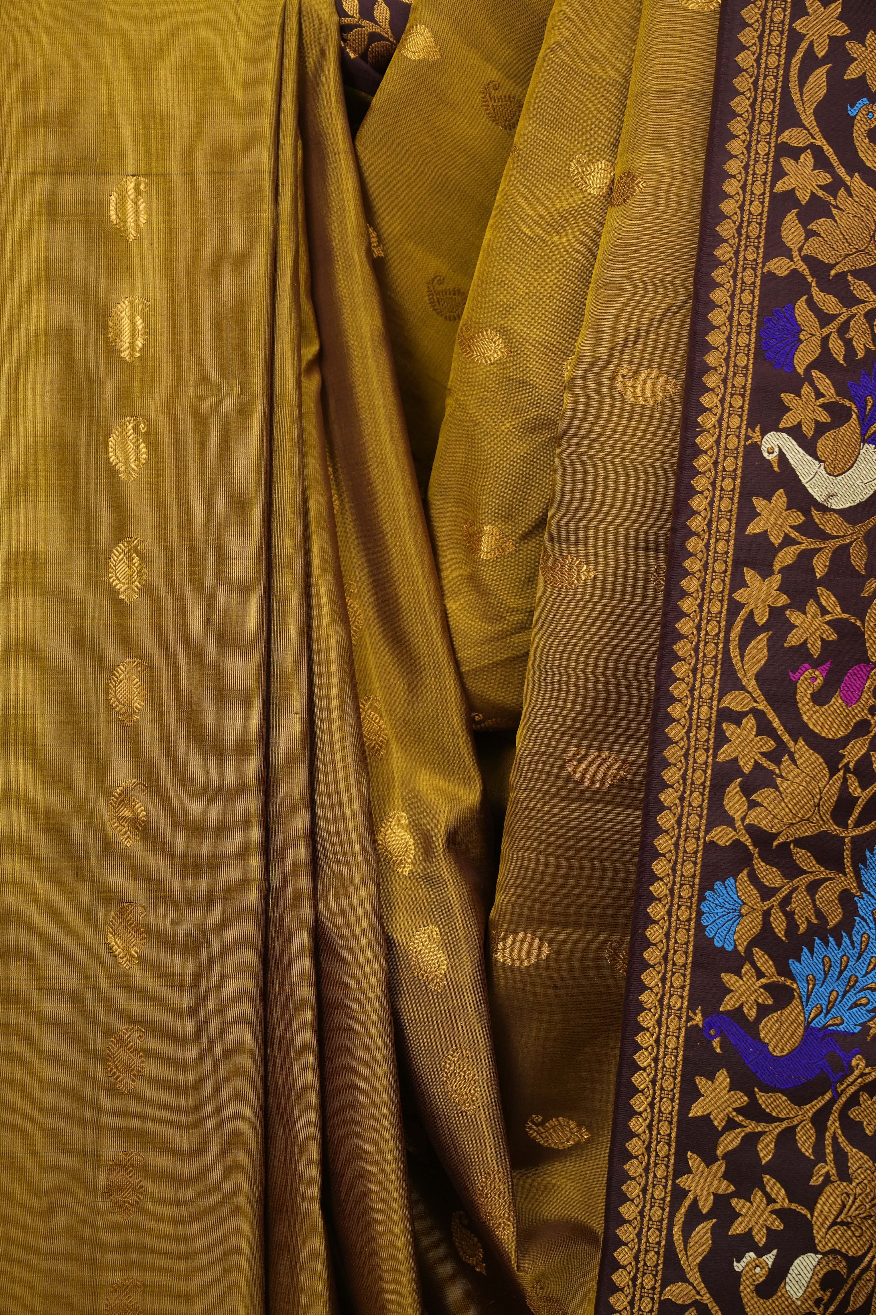Mustard Yellow Gadwal Silk Saree - SRMYGSS665