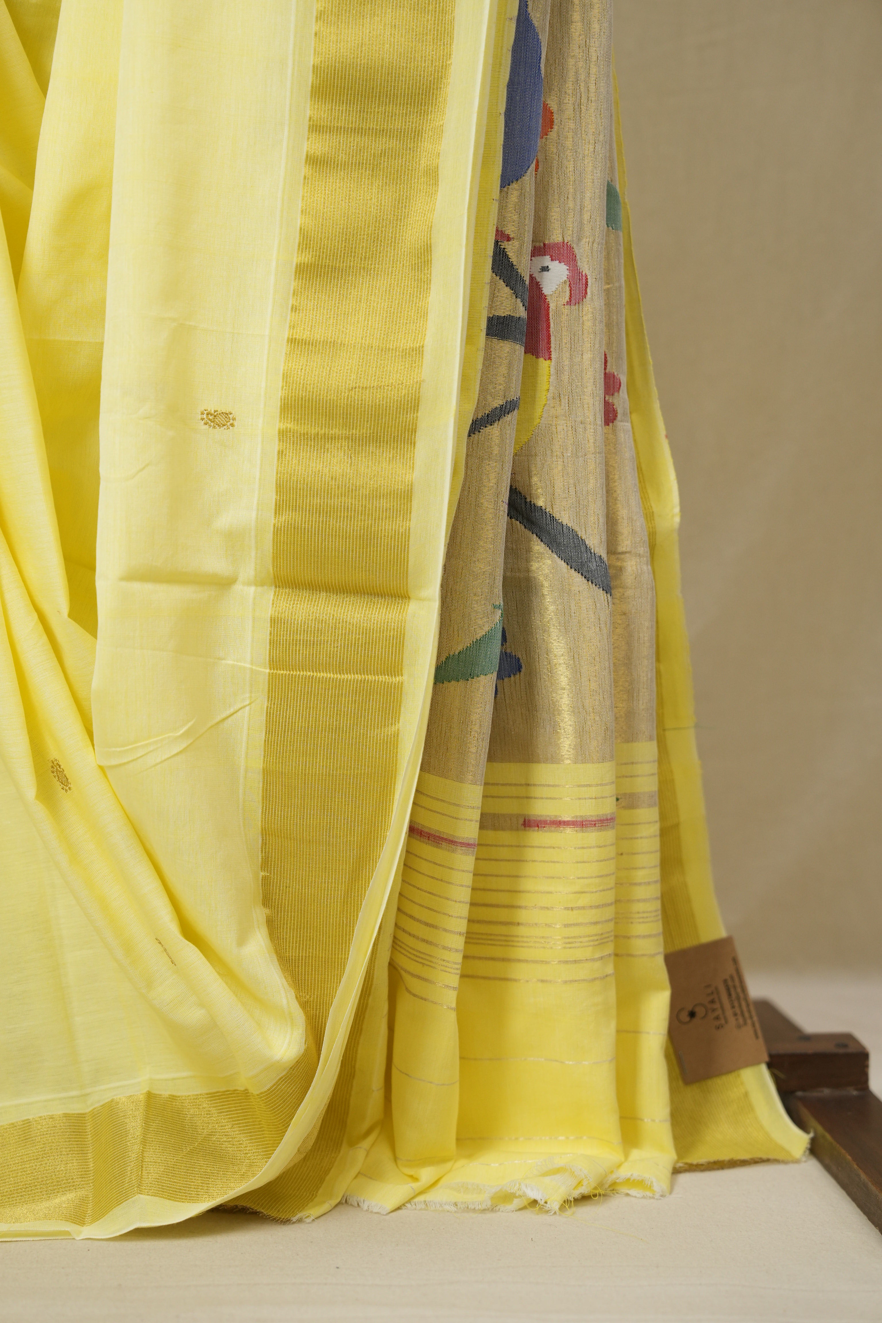 Yellow Cotton Paithani Saree - SRYCPS736