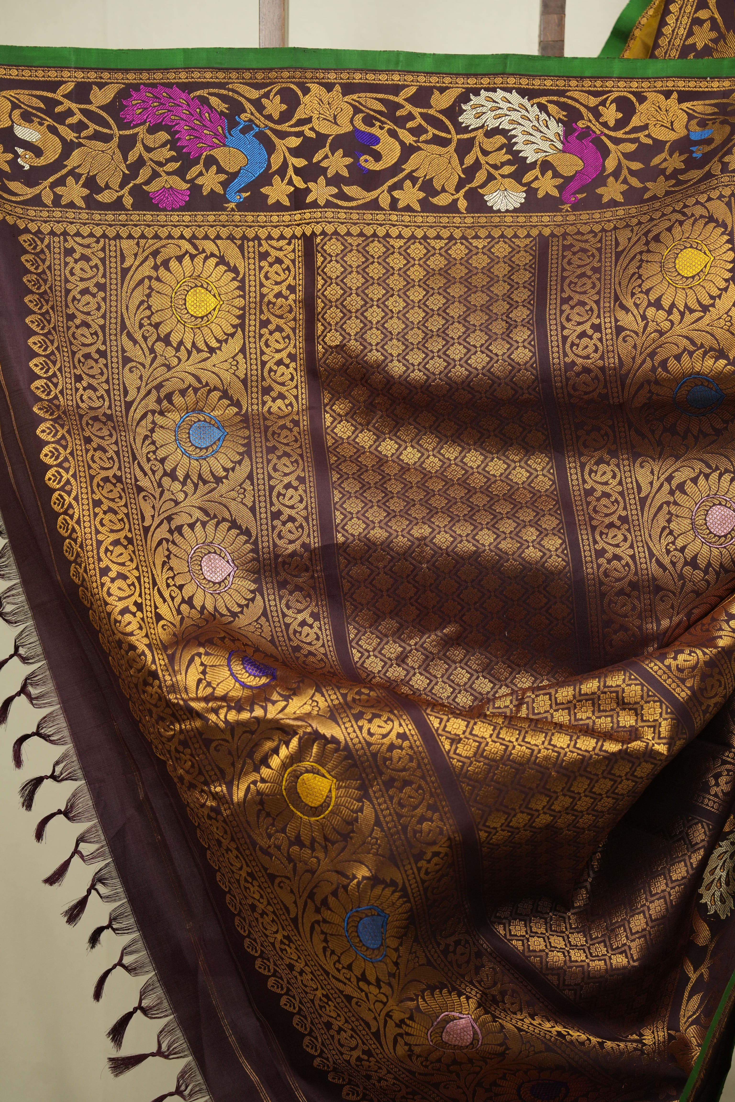 Mustard Yellow Gadwal Silk Saree - SRMYGSS665