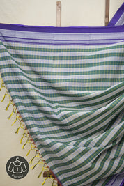 Green-Blue Cotton Ilkal Saree with Chikki Border - SRGBCIS633