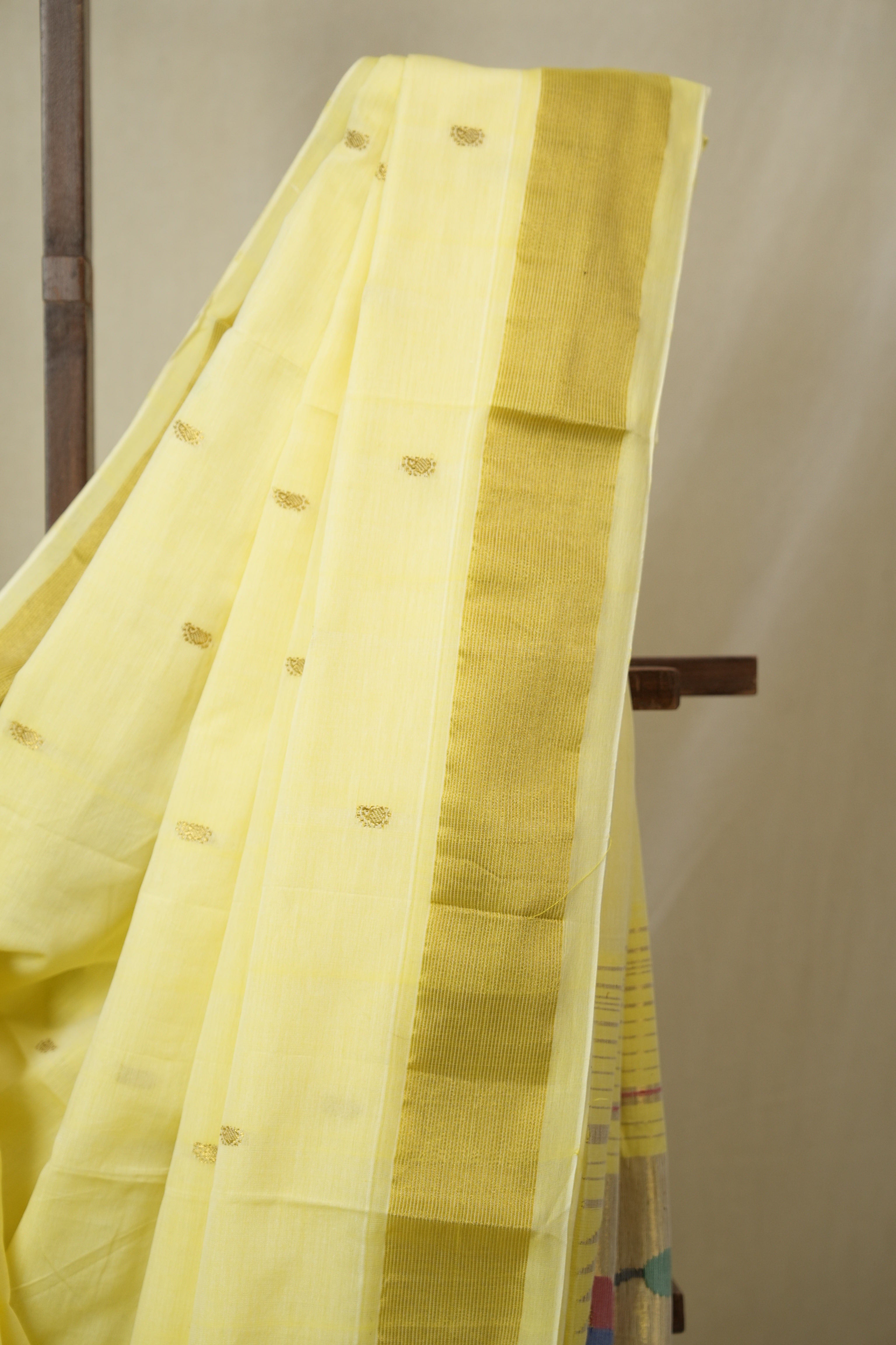 Yellow Cotton Paithani Saree - SRYCPS736