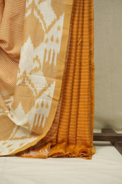 Orange Pochampalli Cotton Ikat Saree - SROPCIS749
