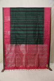 Dark Green & Black Soft Silk Saree - SRDGBSSS291
