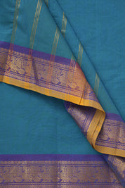 Teal Blue Kanchi Cotton Saree - SRTBKCS1065