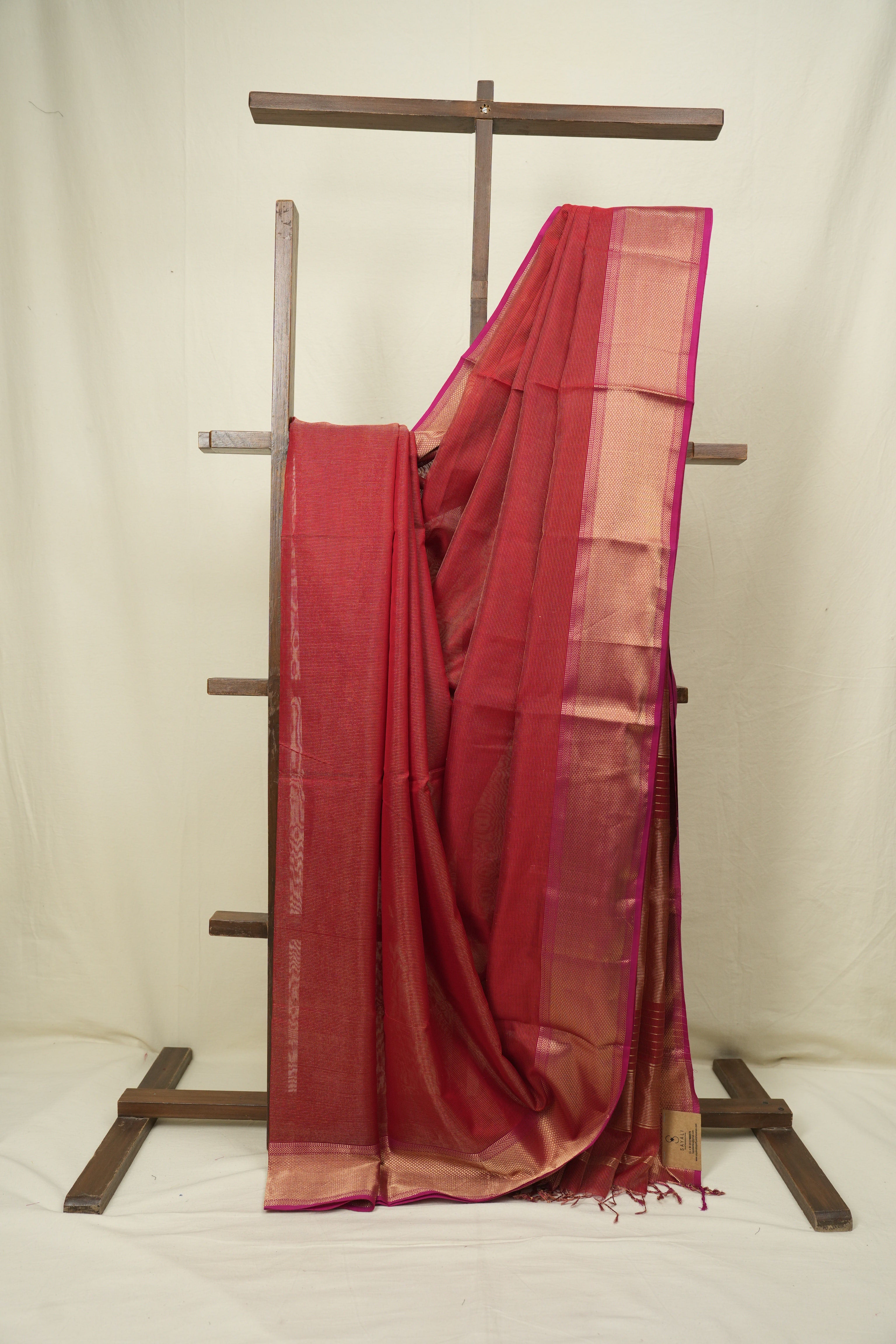 Red Maheshwari Tissue Saree - SRRMTS770