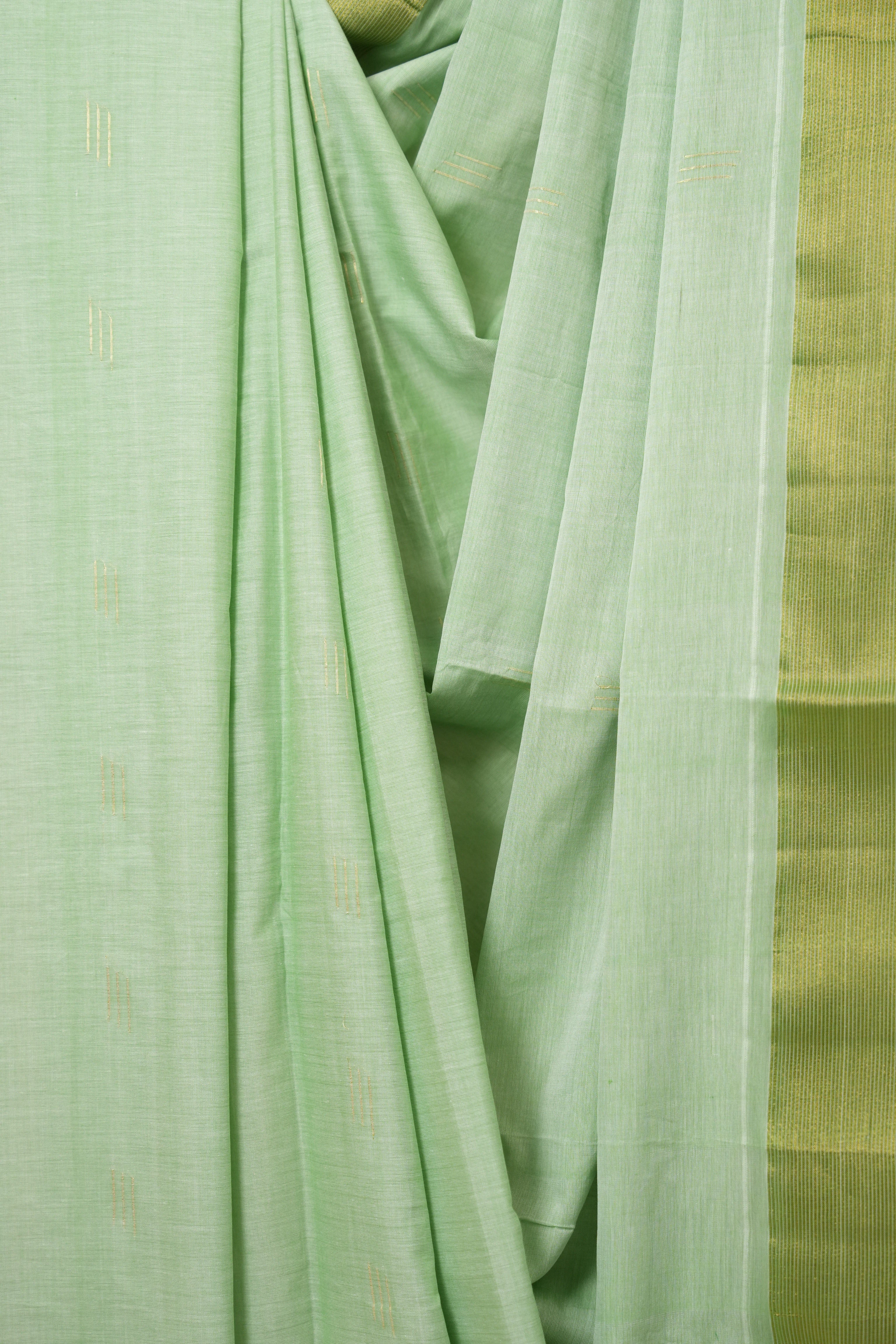Mint Green Cotton Paithani Saree - SRMGCPS738