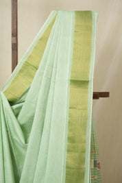 Mint Green Cotton Paithani Saree - SRMGCPS738