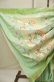 Mint Green Cotton Paithani Saree - SRMGCPS738