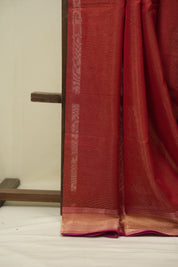 Red Maheshwari Tissue Saree - SRRMTS770
