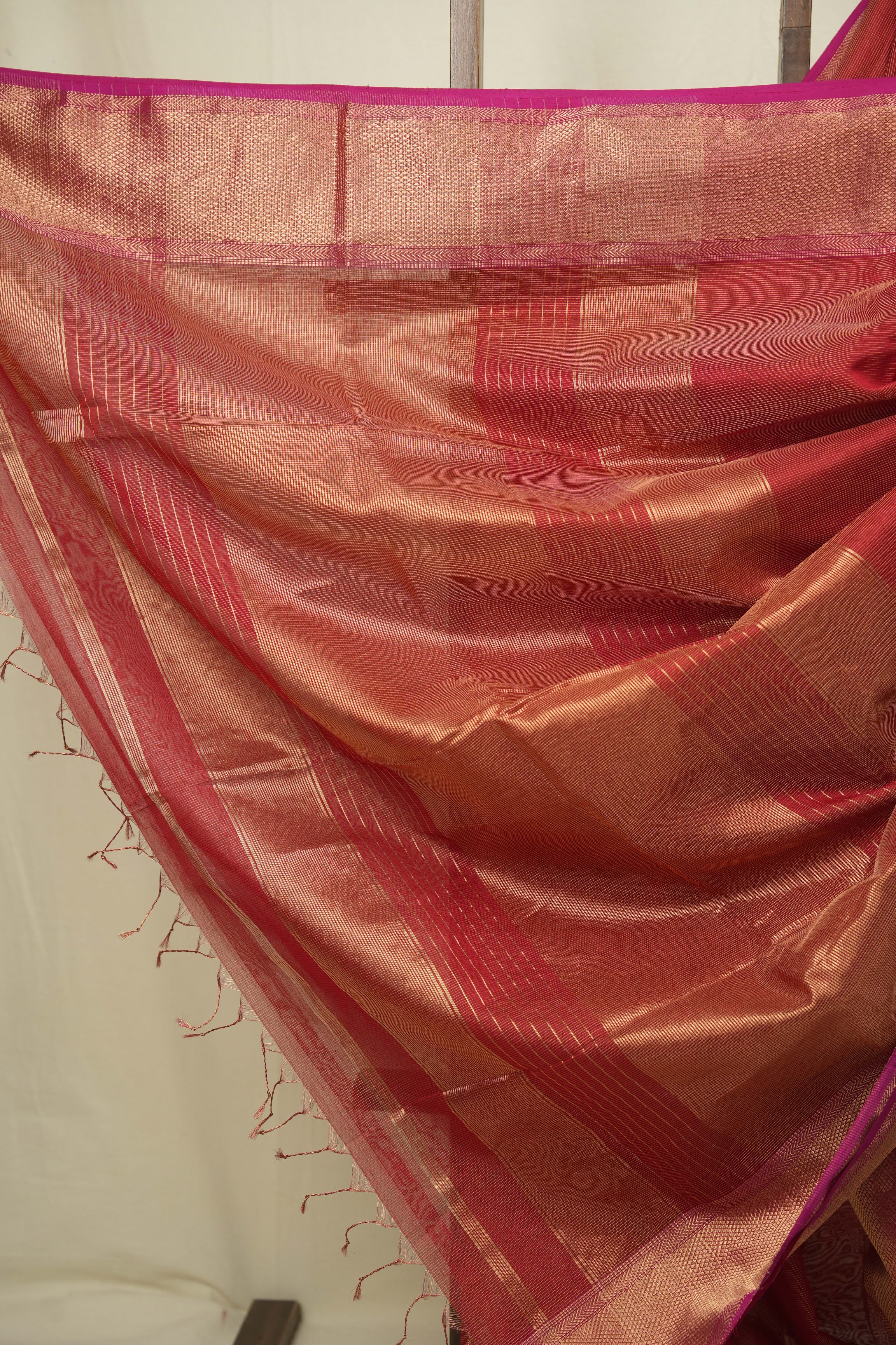 Red Maheshwari Tissue Saree - SRRMTS770