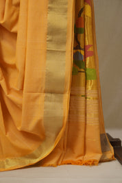 Mango Yellow Cotton Paithani Saree - SRMYCPS740