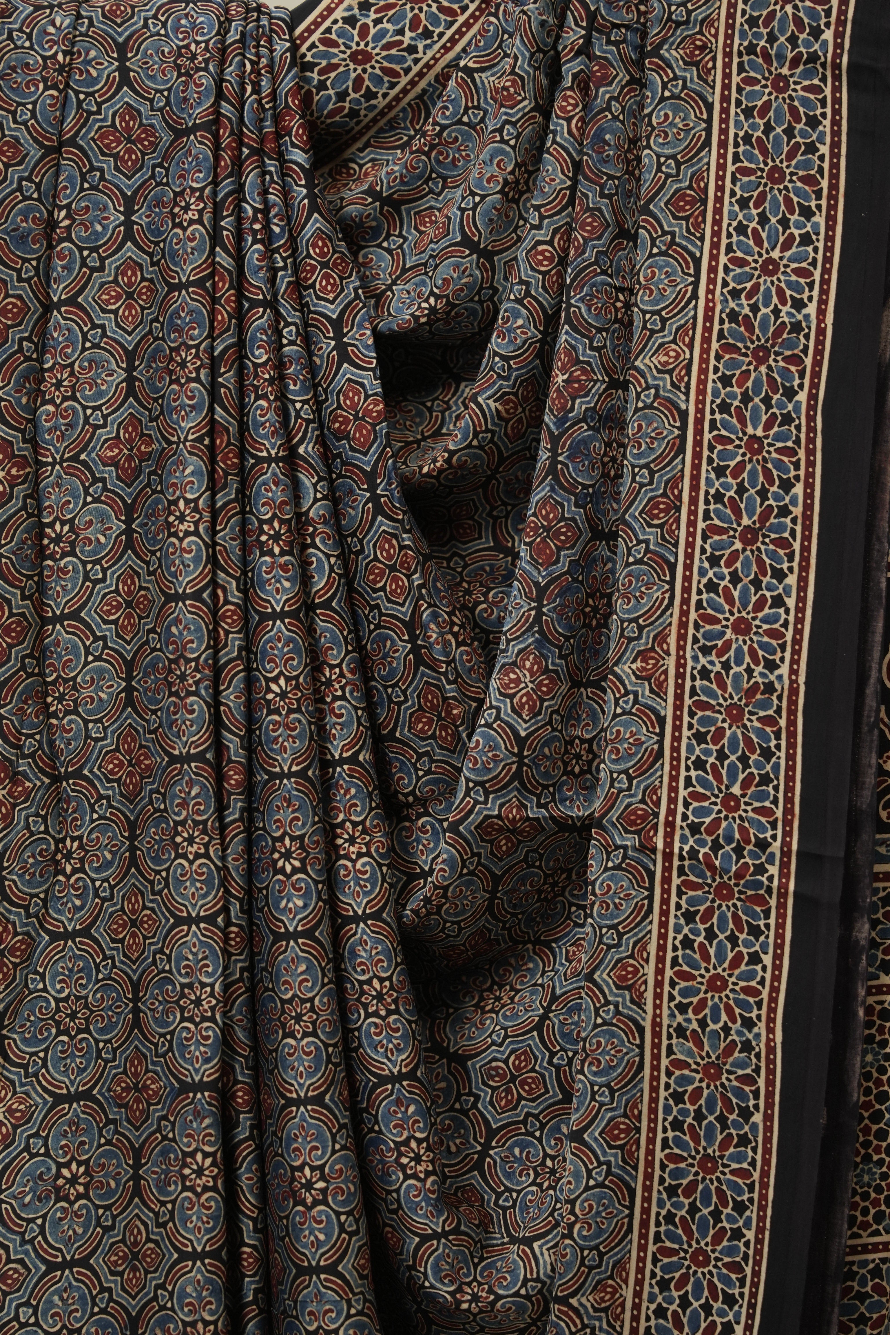 Blue Black HBP Modal Silk Saree - SRBBMSS597