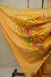Mango Yellow Cotton Paithani Saree - SRMYCPS740