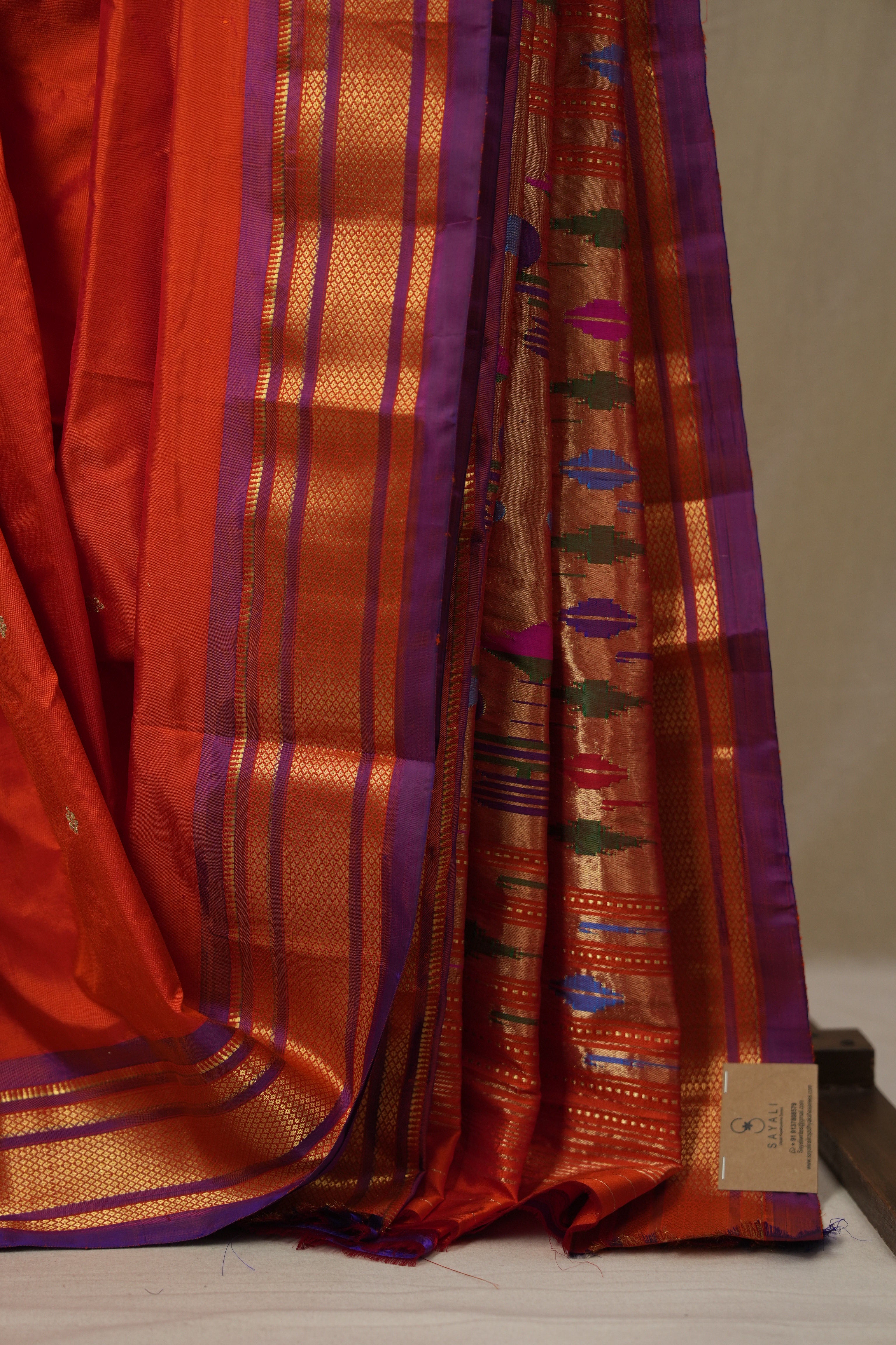 Orange Silk Paithani Saree - SROSPS778