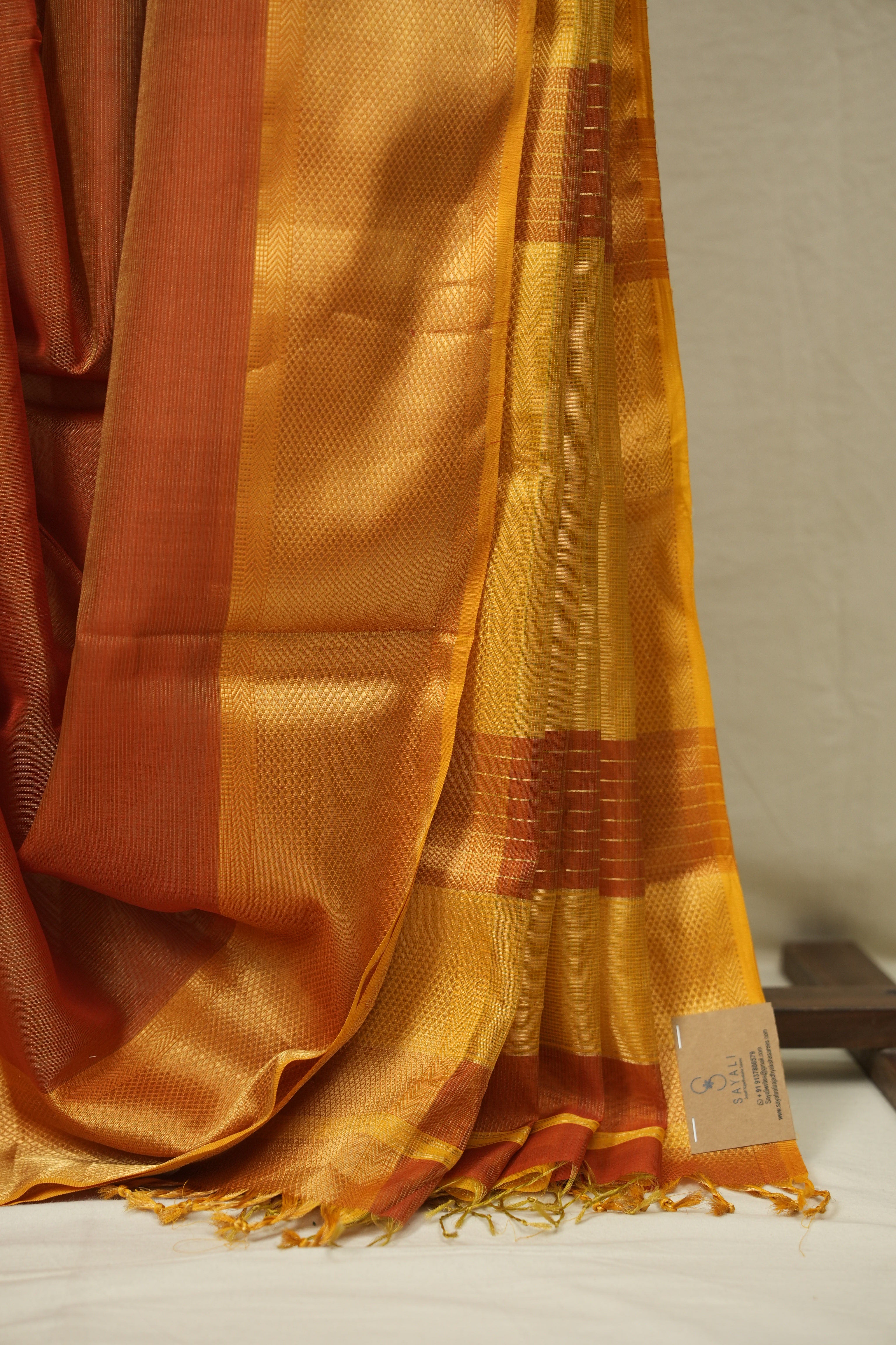 Rust Maheshwari Tissue Saree - SRRMTS772