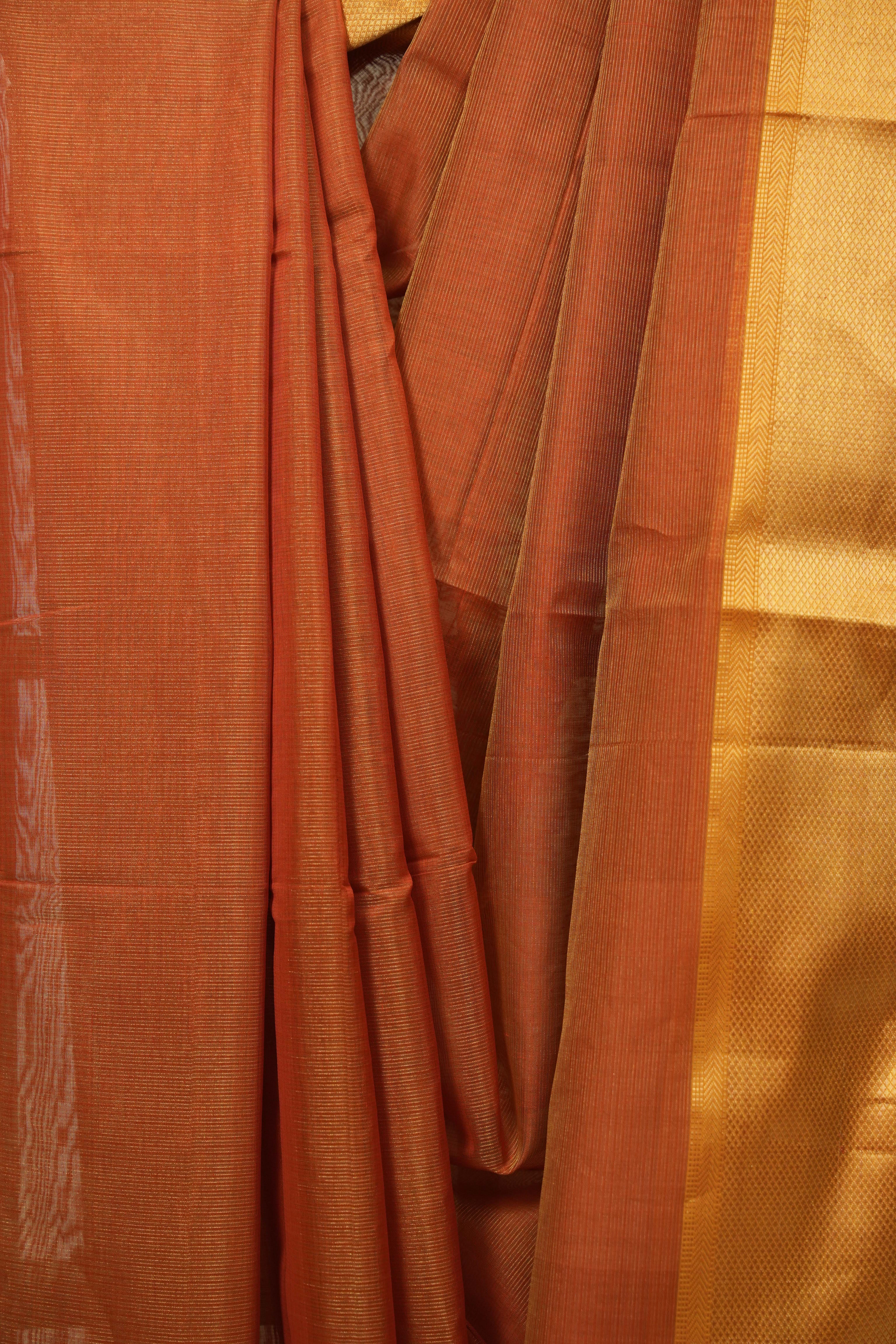 Rust Maheshwari Tissue Saree - SRRMTS772