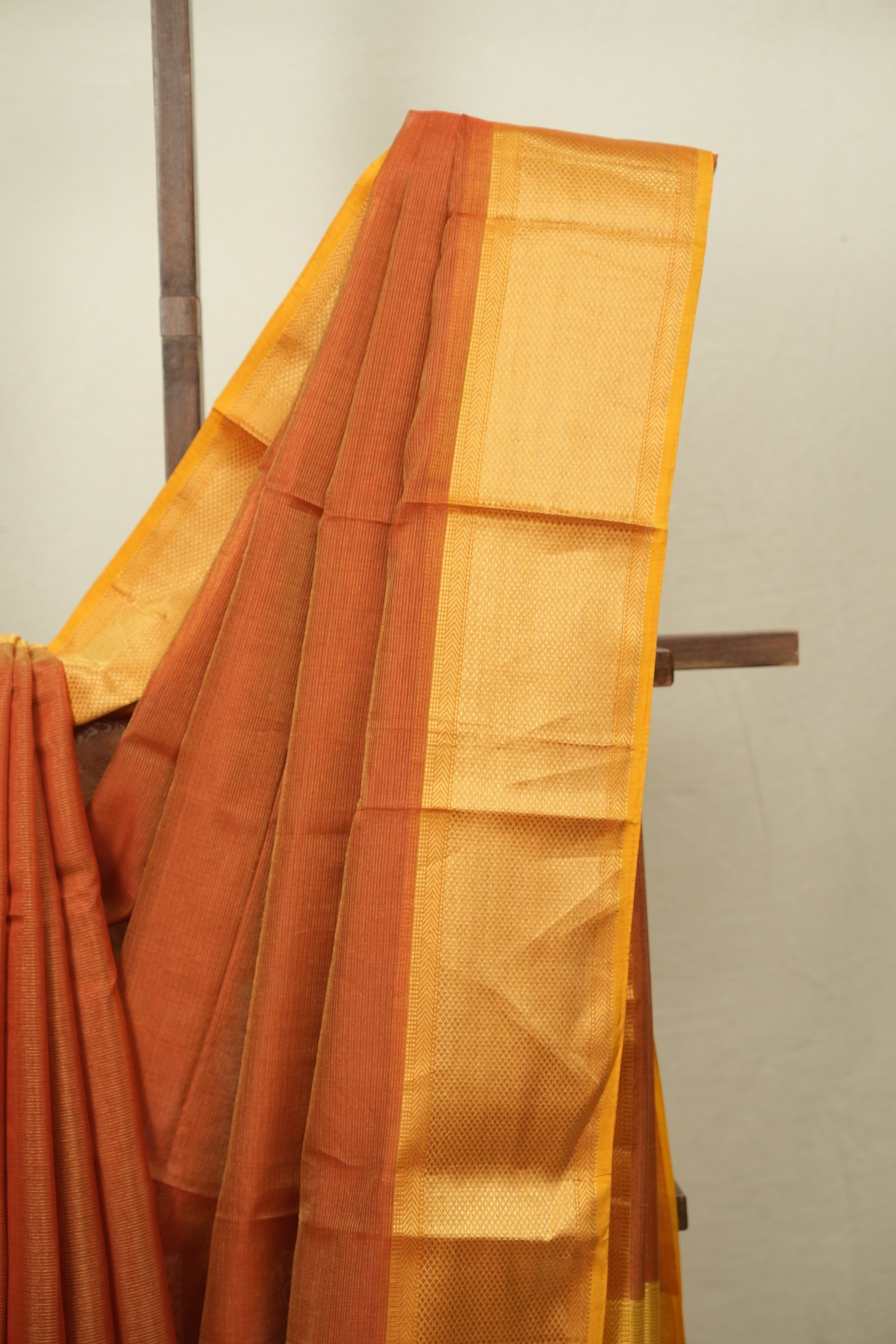 Rust Maheshwari Tissue Saree - SRRMTS772