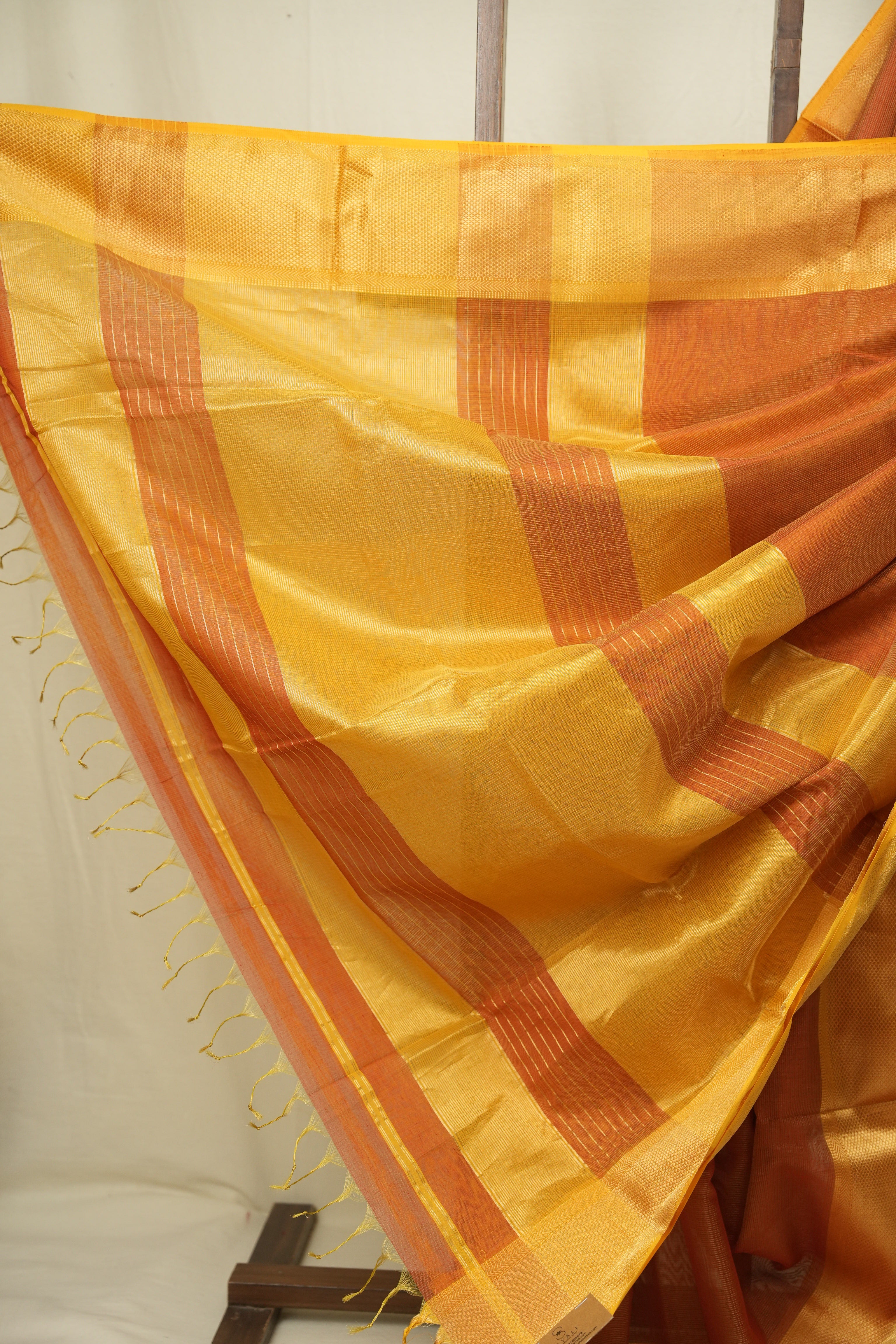 Rust Maheshwari Tissue Saree - SRRMTS772