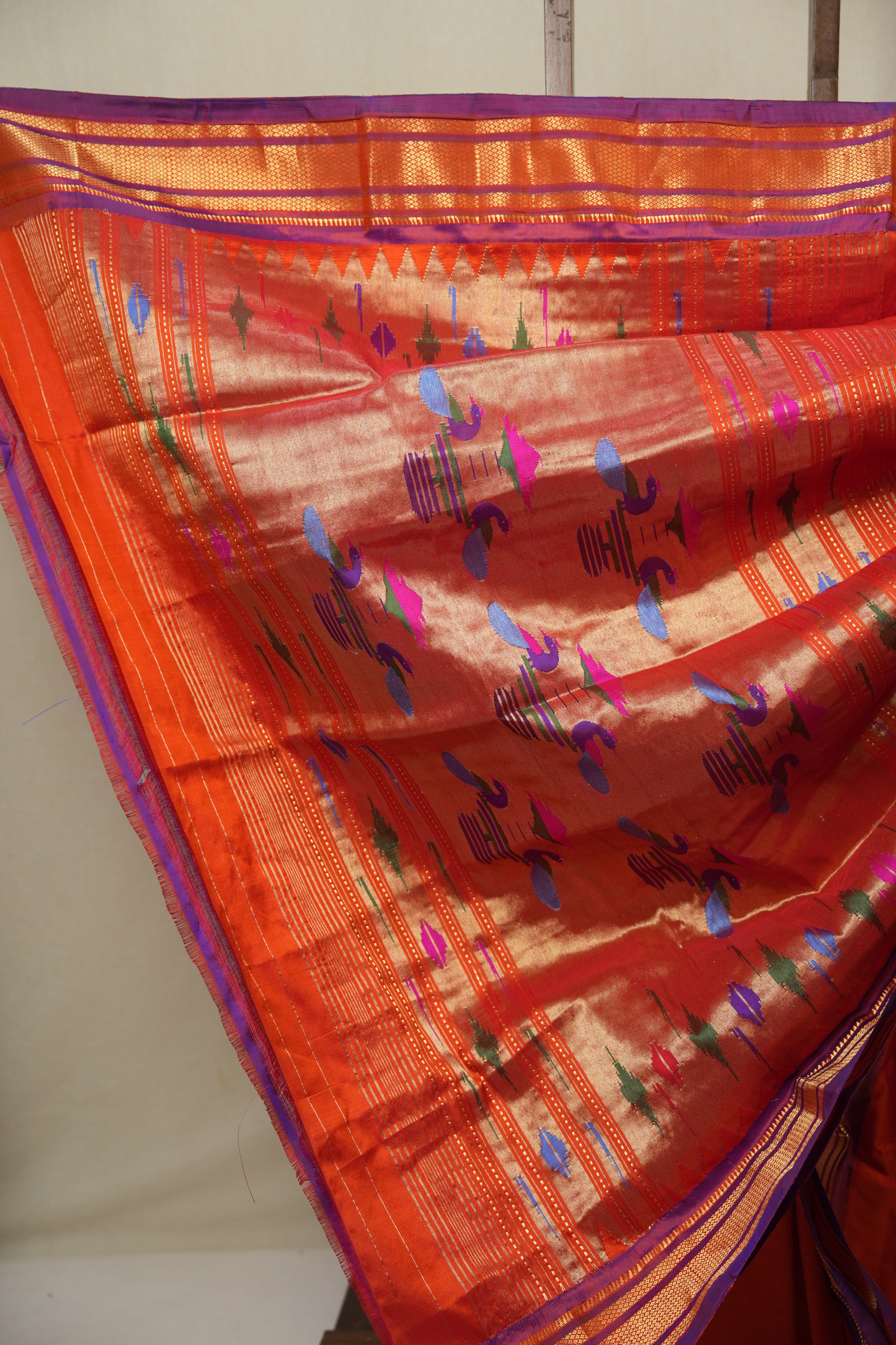 Orange Silk Paithani Saree - SROSPS778