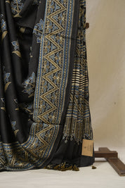 Black HBP Modal Silk Saree - SRBMSS600