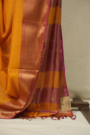 Yellow Maheshwari Tissue Saree - SRYMTS771