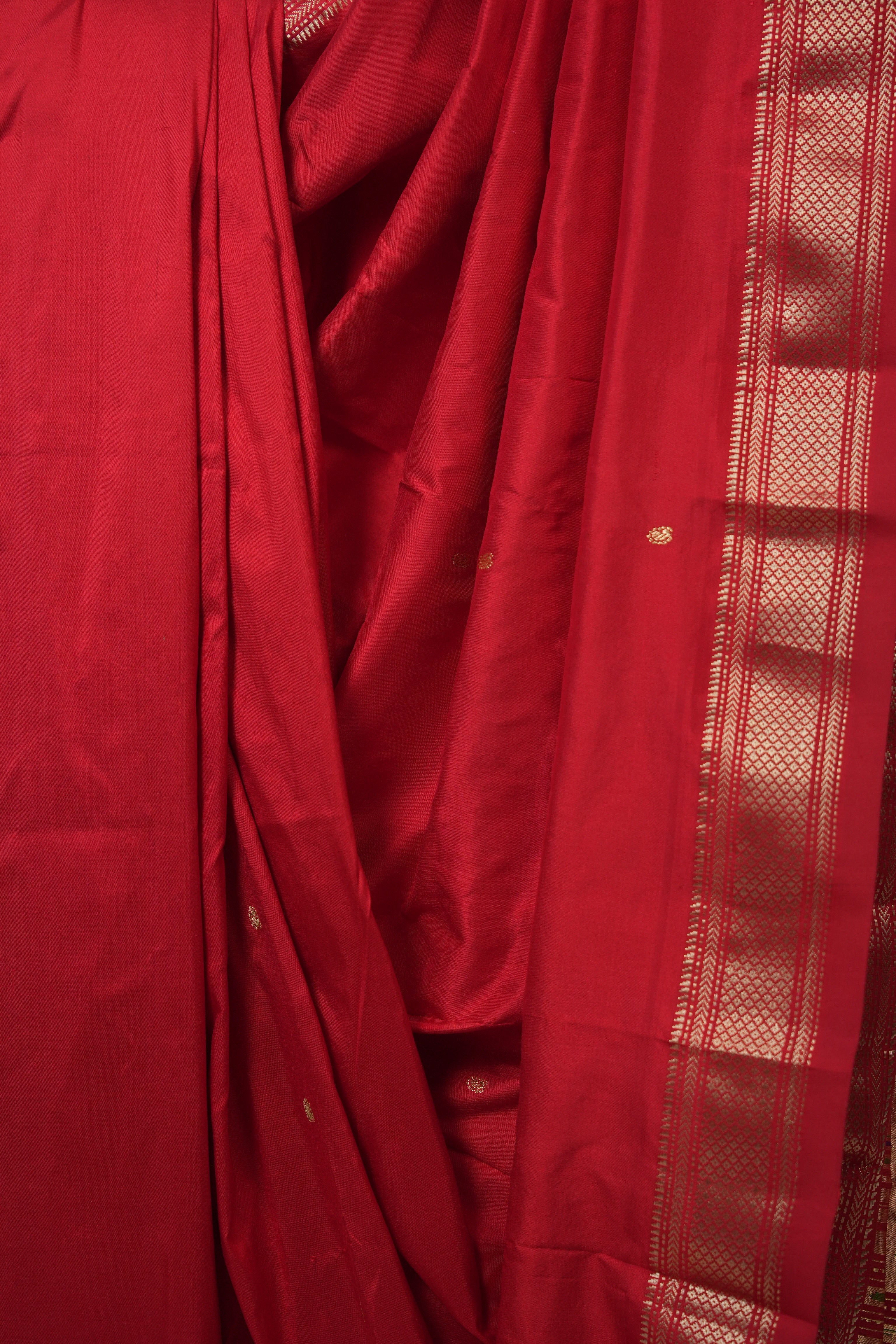 Red Silk Paithani Saree - SRRSPS780