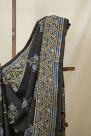 Black HBP Modal Silk Saree - SRBMSS600