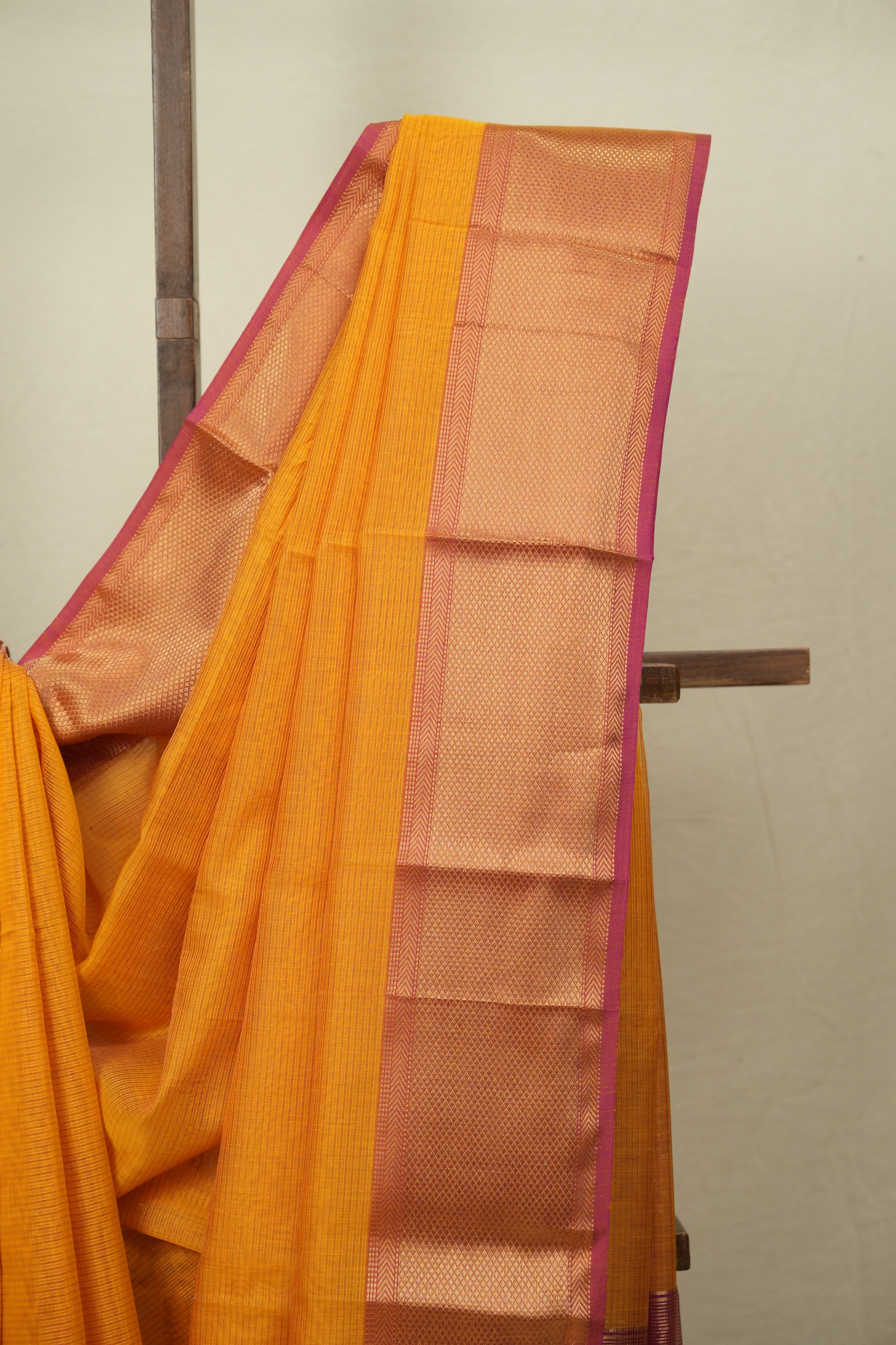 Yellow Maheshwari Tissue Saree - SRYMTS771