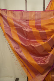 Yellow Maheshwari Tissue Saree - SRYMTS771