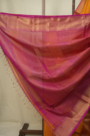 Yellow Maheshwari Tissue Saree - SRYMTS771