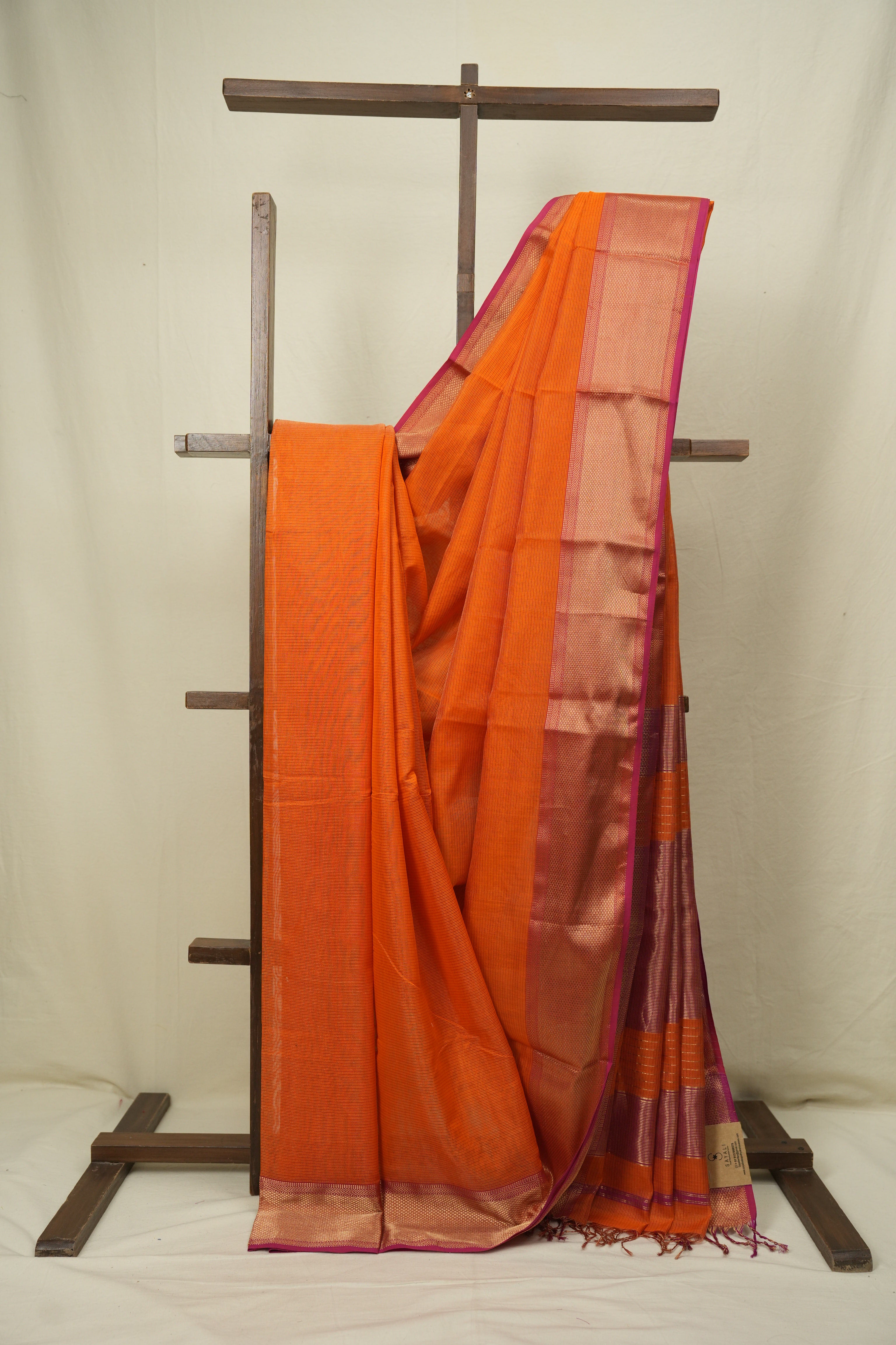 Orange Maheshwari Tissue Saree - SROMTS769