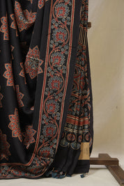Black HBP Modal Silk Saree - SRBMSS602