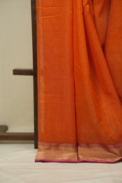 Orange Maheshwari Tissue Saree - SROMTS769