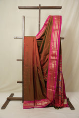 Two Tone Maroon Silk Paithani Saree - SRTTMSPS783
