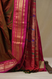 Two Tone Maroon Silk Paithani Saree - SRTTMSPS783