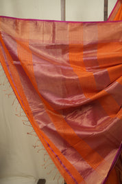 Orange Maheshwari Tissue Saree - SROMTS769