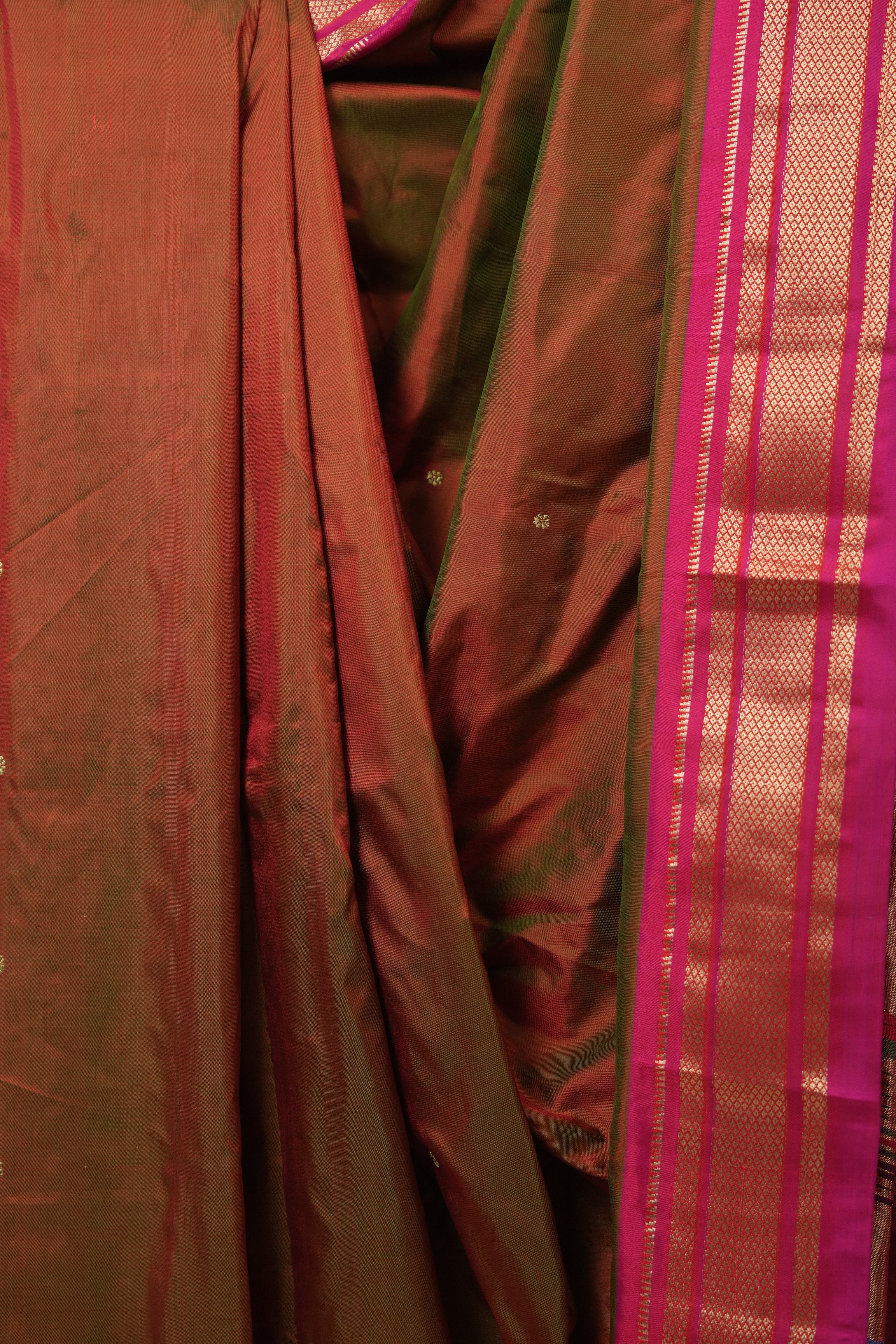 Two Tone Maroon Silk Paithani Saree - SRTTMSPS783