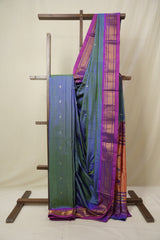 Two Tone Blue Silk Paithani Saree - SRTTBSPS779