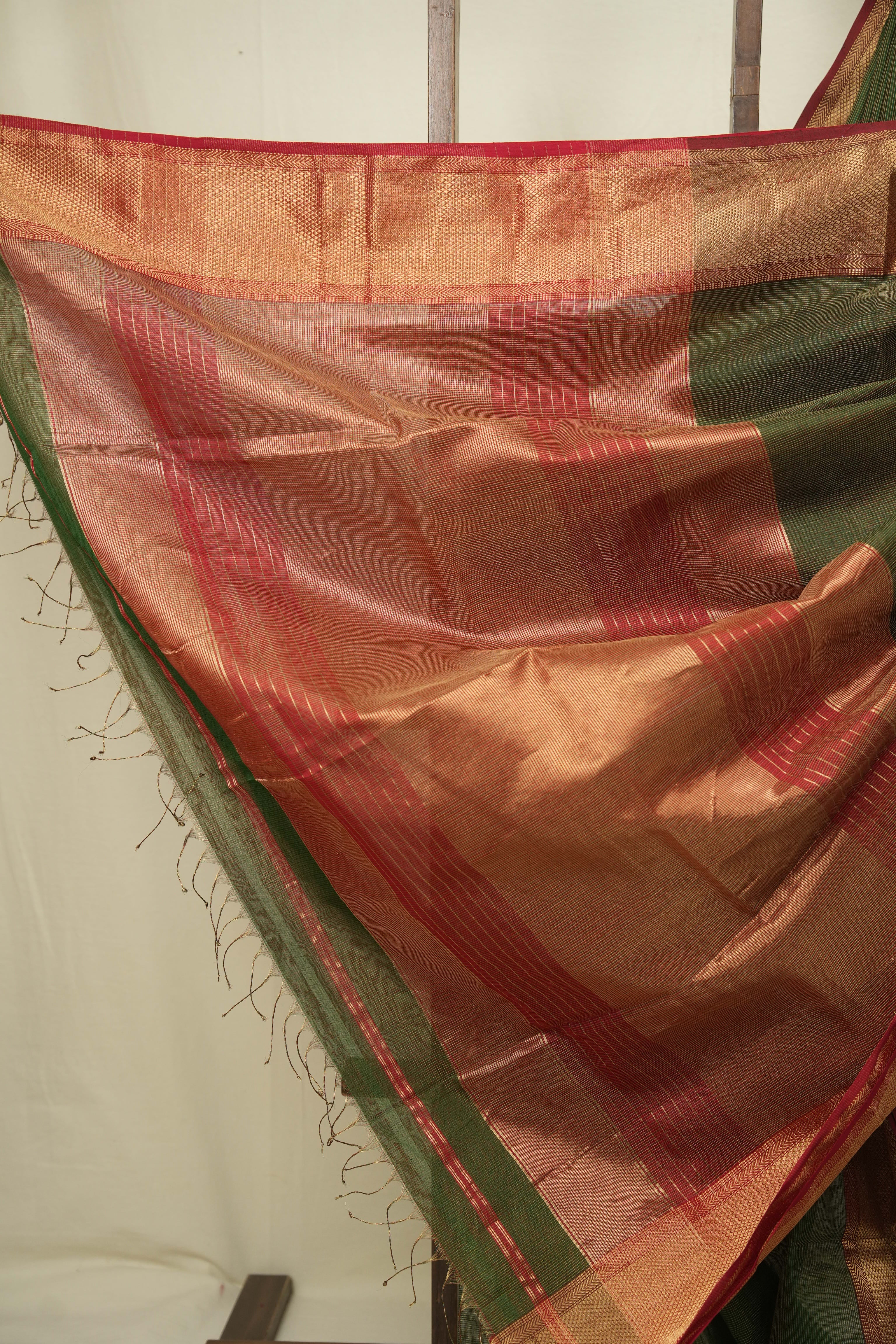 Green Maheshwari Tissue Saree - SRGMTS761