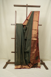 Deep Green Maheshwari Tissue Saree - SRDGMTS762