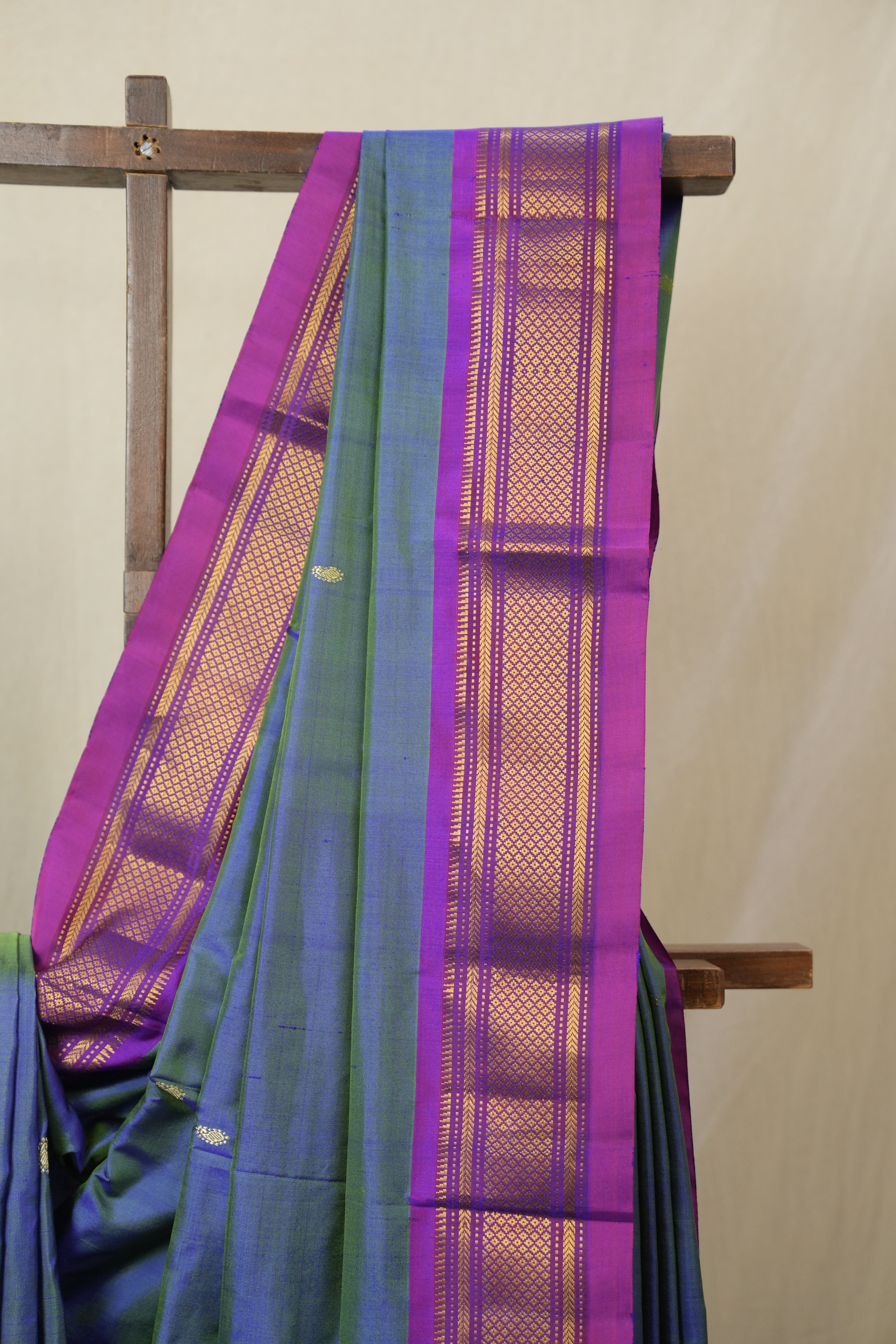 Two Tone Blue Silk Paithani Saree - SRTTBSPS779