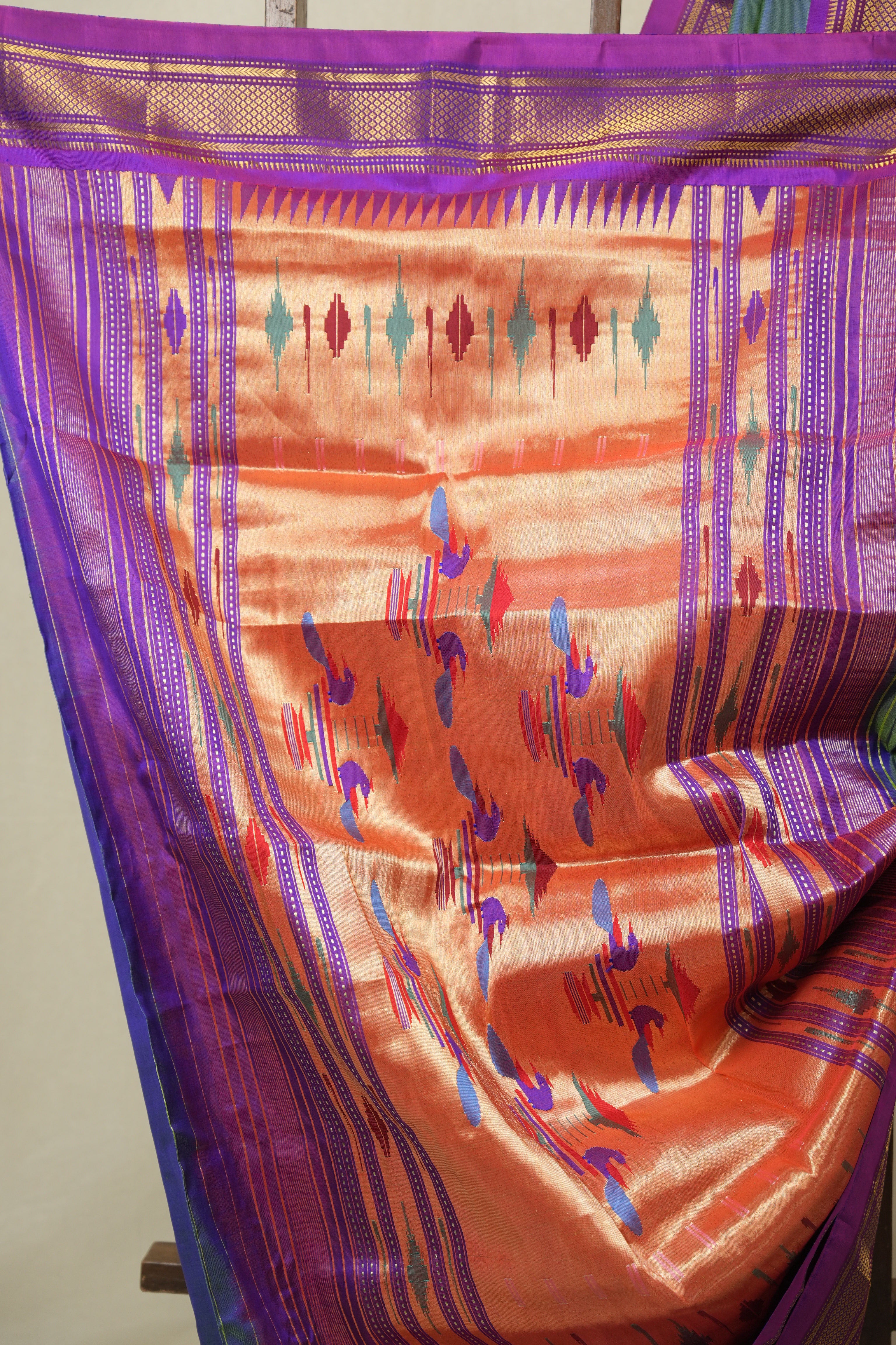 Two Tone Blue Silk Paithani Saree - SRTTBSPS779